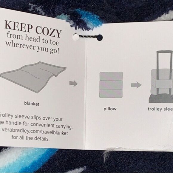 Vera Bradley Travel Fleece Convertible Blanket/Pillow  Shore Enough NWT 60 x 45 - Picture 4 of 5